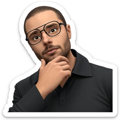 thoughtful man in black shirt sticker