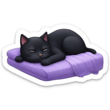 sleep black cat sticker