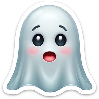 “Shy Ghost” Emoji – A transparent ghost with blushing cheeks, showing embarrassment or shyness. sticker