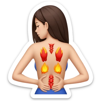 brunette girl has back pain sticker