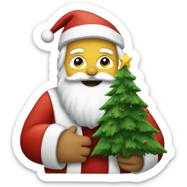 Giant Santa with a Christmas tree sticker