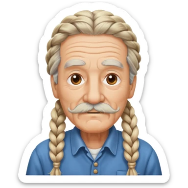 very old,  and mustached, haired, braided, sticker