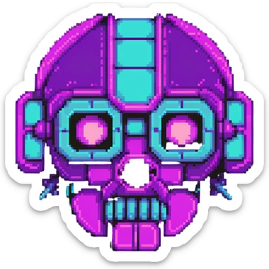 futuristic cyberpunk pixel art icon, vivid neon colors purple magenta cyan, minimal expressive design, 32x32, centered, high contrast, transparent background, no text, suitable for dark background, channel name symbol sticker
