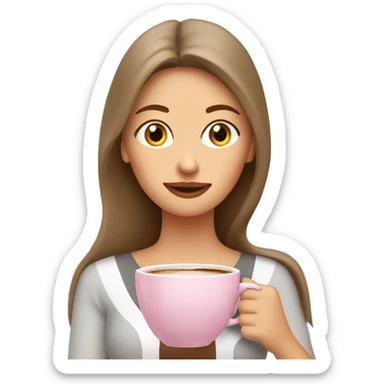 slavic Women drinking coffee in light pink cup sticker