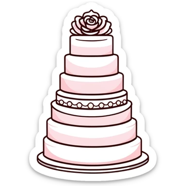 elegant multi-tier light pink wedding cake with pearl decorations sticker
