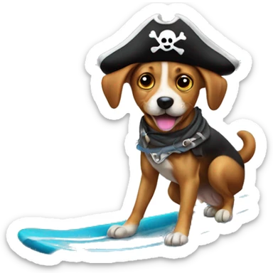 One eye pirate dog surfing sticker