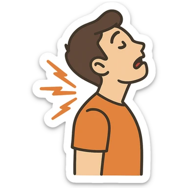 flat toon style of a person with head snapping back, whiplash sticker