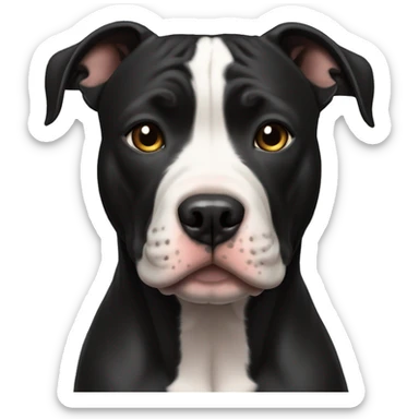 Perro pitbull negro con una dueña, piel clara ,pelo corto y negro  sticker