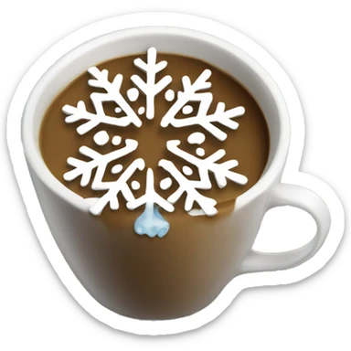 A cup of coffee  with a snowflake on top sticker