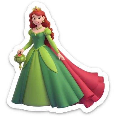 Princess Fiona human form, long red hair, elegant gown sticker