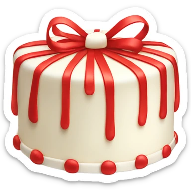 white cake with red thin bows sticker