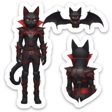 cool edgy black evil red ethereal fantasy nargacuga-bat-cat-Fakemon collar harness full body sticker