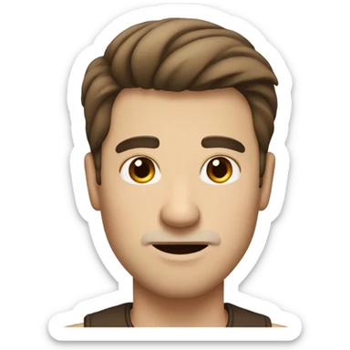 Guy brown hair, fade hair, white mustache, thick eyebrows  sticker