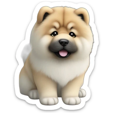 Chow chow white black marks on face pup, young cute,furry shiny dog cute, realistic, young,sitting on floor, beautiful picture, 4k, 16k sticker
