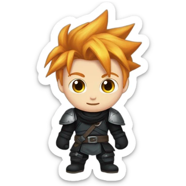 Ginger cloud strife with ninja clothes black sticker