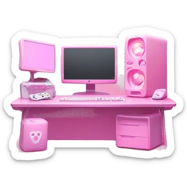 KAWAII PINK GAMING COMPUTER SETUP WITH RGB PINK GIRLY gaming setup LIGHTPINK sticker
