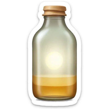 glass bottle with light tea sticker