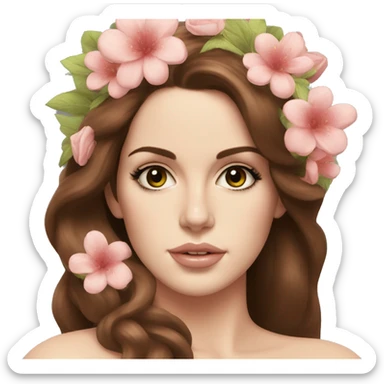 lana del rey with flowers in her hair sticker