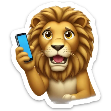 Lion with cell phone sticker