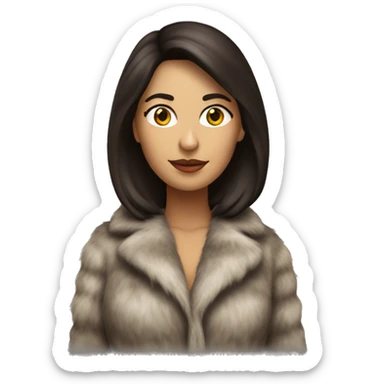 Realistic brunette mob wife full body fur coat sticker