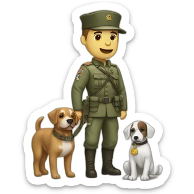 Soldado con perro sticker