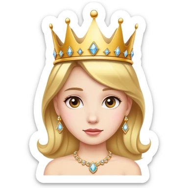 realistic portrait of girl wearing a princess crown sticker