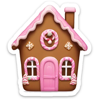 A pink gingerbread house sticker