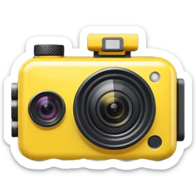 action camera object icon, small compact camera, wide lens, waterproof case, 3D cartoon, mobile game icon style, centered, clean background, no text, no watermark
  sticker