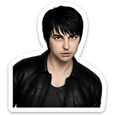 black haired boy in leather sticker