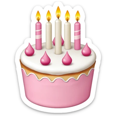 torta de cumpleaños rosa y blanca  linda  que tenga velitas sticker