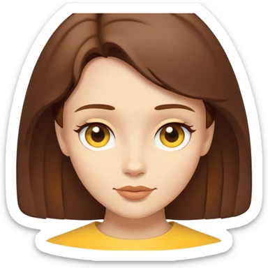 ultra minimal belle face only, tiny icon, extremely simplified, single color brown hair, yellow accent, absolute minimum details sticker