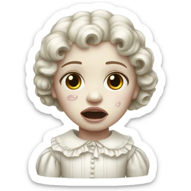 creepy cracked porcelain doll crying sticker