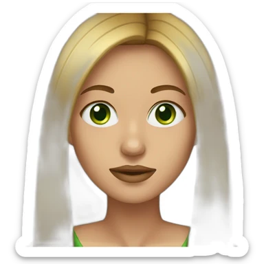 Woman with long straight brown hair with gold nose ring with green eyes sticker