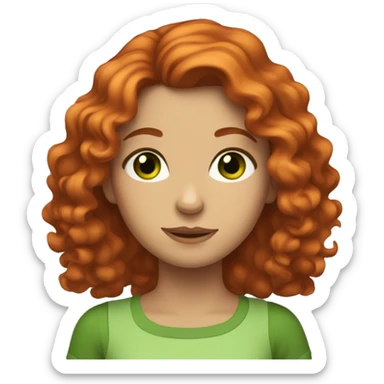 A red-haired girl with wavy hair and green eyes  sticker