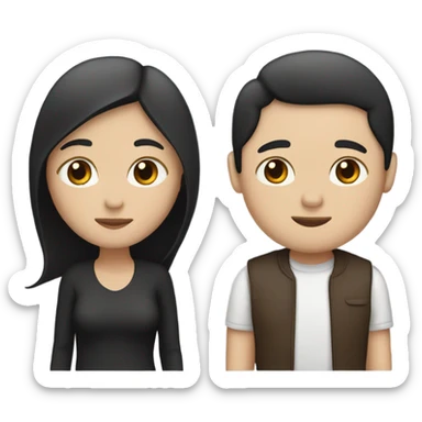 A white couple with black hair and dark brown hair sticker