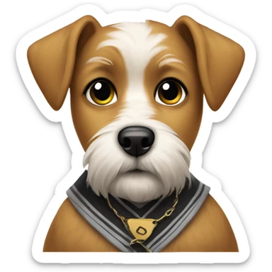 Terrier dog with shirt on that says BANDIT sticker