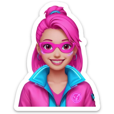 girl neon cyberpunk pink happy sticker