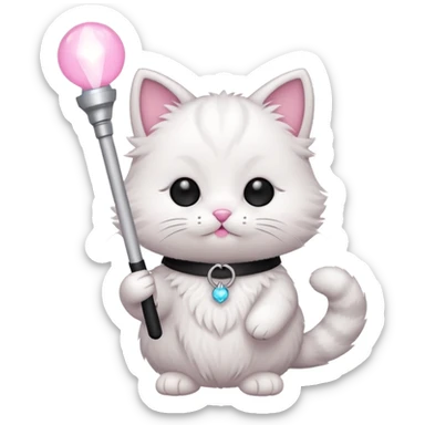 chibi cute cat holding a light stick sticker