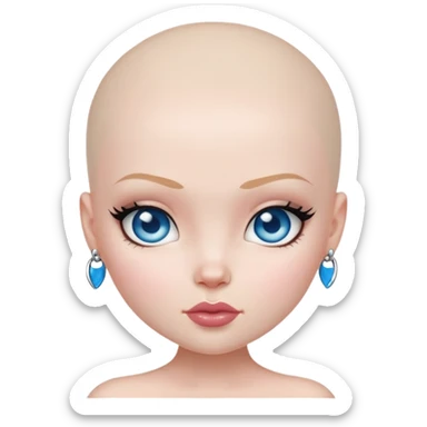 pretty bratz baddie, bald, pale skin, blue eyes sticker