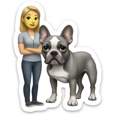 Woman with gray French bulldog sticker
