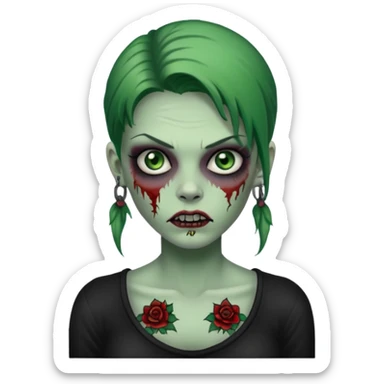 zombie woman with big tattoos sticker