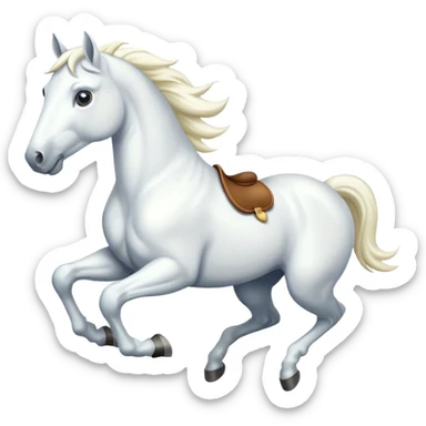 Creat a white horse running sticker