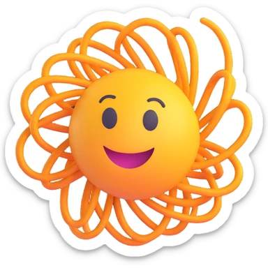 motion graphics emoji, abstract swirling lines, energetic, digital art feel, 3D look sticker