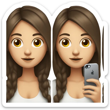 brunette white girl making a selfie with phone sticker