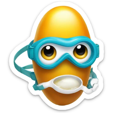 Peanut with a fried egg dressed as a scuba diver sticker
