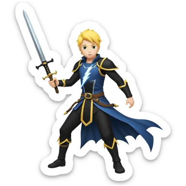 Silhouette holding sword, lightning striking sword, dramatic pose, cartoon emoji, no background


 sticker