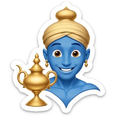 blue genie flies out of aladdin's lamp sticker
