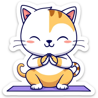 cat doing yoga camel pose with arched back sticker