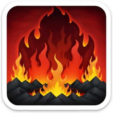 hell view with Red and black with fire, devily sticker