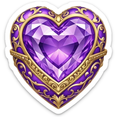 purple gemstone Rococo heart box sticker
